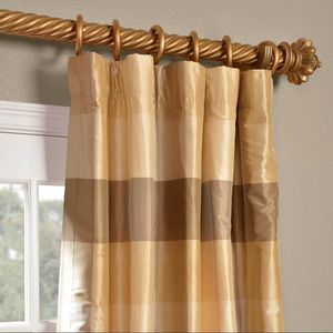 Multi color Silk Plaid Curtain - 3’ Pole Pocket with Hook belt